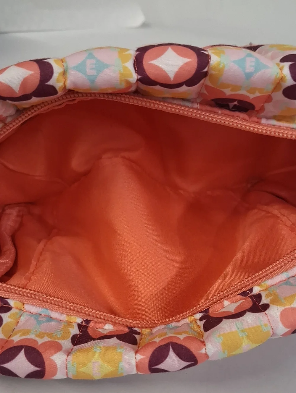 NWT Anthropologie Geometric Print Quilted Cosmetic Bag - Pink/Yellow